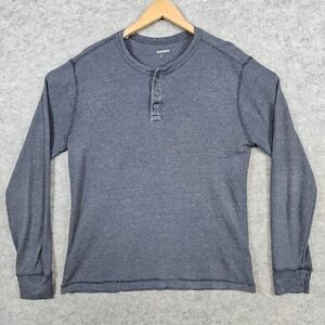 Old‎ Navy Men's Gray Waffle Knit Thermal Henley Size L Shirt Long Sleeve FLAWED